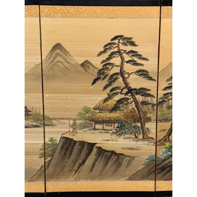 Mid 20th Century Hand Painted Asian Koi Fish Folding Screen For Sale - Image 5 of 12