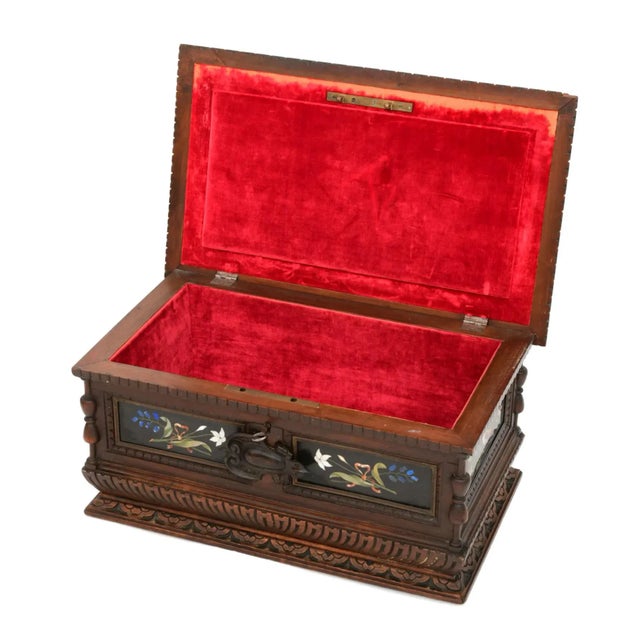 Large Antique Walnut Chest With Pietra Dura Plaques For Sale In New York - Image 6 of 9