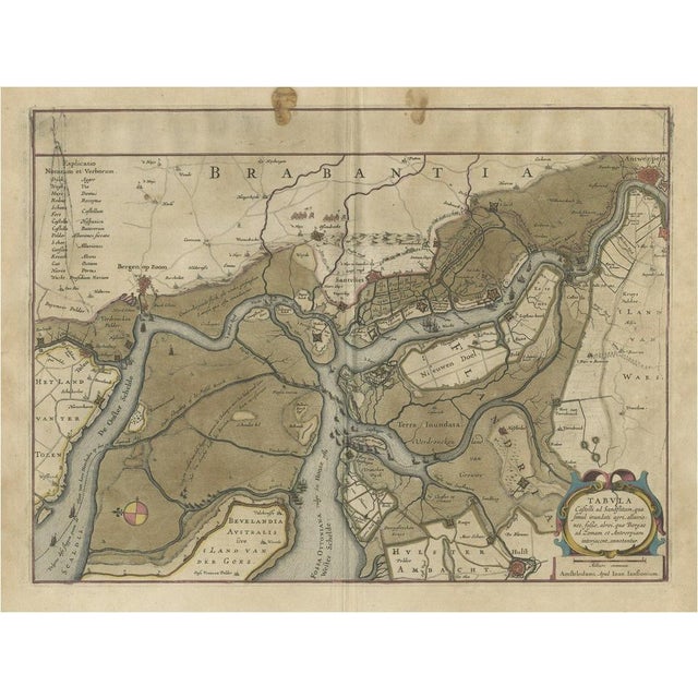 Antique Map of the Region Between Bergen Op Zoom, 1647 For Sale - Image 6 of 6