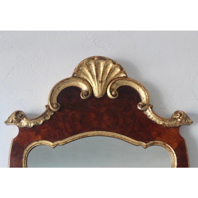 Brown Vintage Italian La Barge Burl-Wood Gilded Wall Mirror For Sale - Image 8 of 18