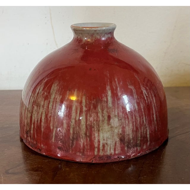 Antique Late Qing 19th Century Chinese Sang De Boeuf Oxblood Flambe Glaze Scholar's Desk Water Pot or Taibai Jar For Sale - Image 4 of 18