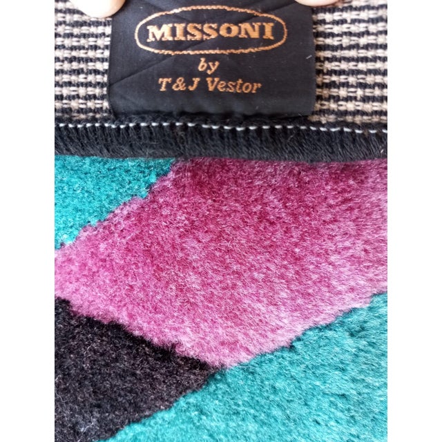 Blue Wool Rug by Missoni for T & J Vestor, Italy, 1980s For Sale - Image 8 of 16