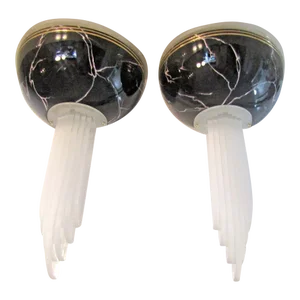 Pair of Vintage Peterson Ceramic Studios Art Deco Porcelain Lucite Wall Sconces