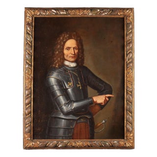 Portrait of a Man in Armor, Oil on Canvas For Sale