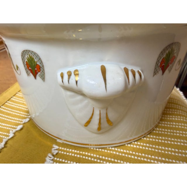 French Provincial Vintage Louis Lourioux Porcelain Covered Casserole Dish For Sale - Image 3 of 9