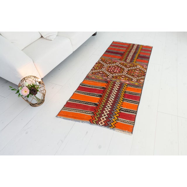 Turkish Oushak Ethnic Anatolian Wool Kilim For Sale - Image 3 of 4