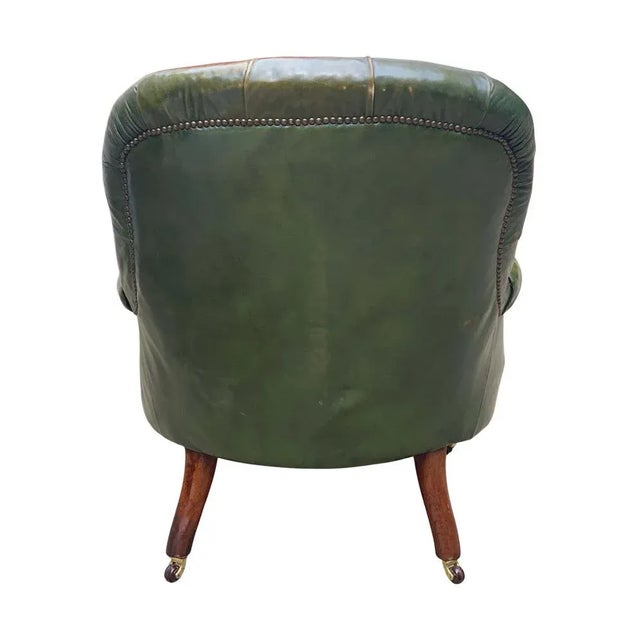 Victorian Chesterfield Chair in Green Leather For Sale - Image 5 of 9