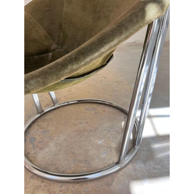 Model Sling Balloon Chair in Green Suede by Lusch & Co For Sale - Image 9 of 11