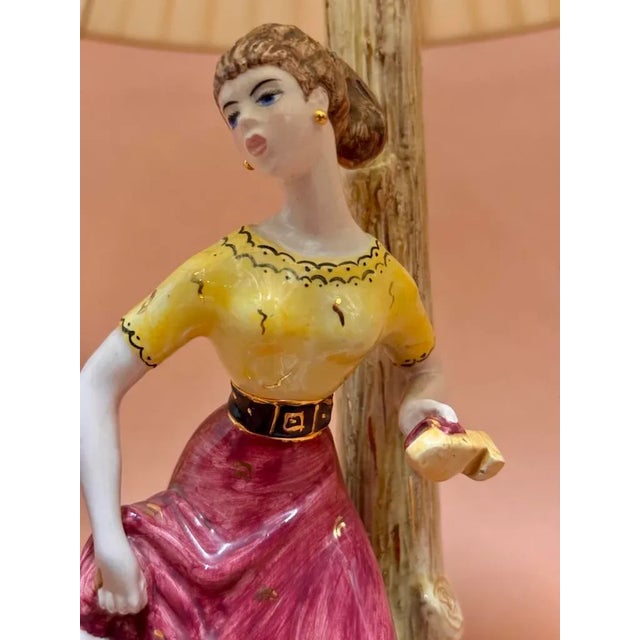 Rococo Vintage Ceramic Lamp by Liani, 1950 For Sale - Image 3 of 10
