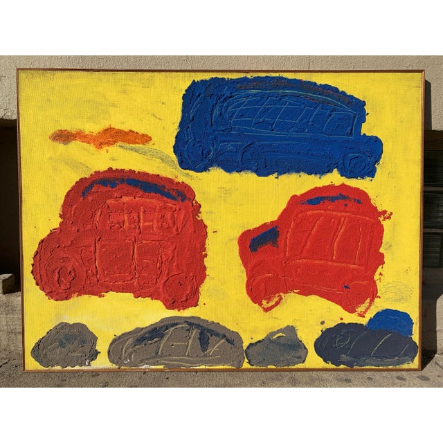 1950s "Traffic" Art Brut Brooklyn Museum Mid Century Painting For Sale - Image 11 of 12