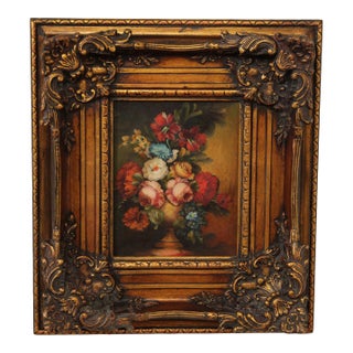 Artist Signed Belgian Floral Still-Life Painting For Sale