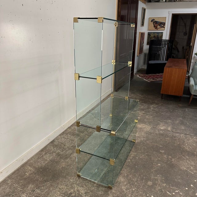 Postmodern Pace Collection Glass and Brass Etagere Bookcase For Sale - Image 3 of 11