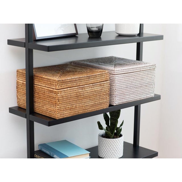 Boho Chic Artifacts Rattan Flat File Storage Box with Lid in Honey Brown For Sale - Image 3 of 9