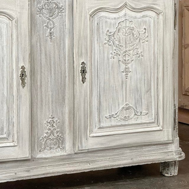 18th Century Country French Hand-Carved Whitewashed Buffet For Sale - Image 11 of 18