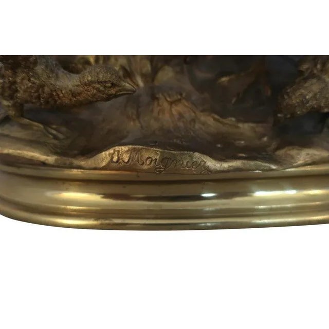 19th Century 19th Century Polished Bronze Partridge Family Sculpture by Jules Moigniez For Sale - Image 5 of 9
