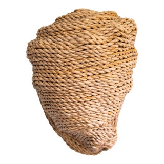 Large 18" Hand Woven Rope Conch Shell Sculpture, Artisanal Natural Fiber Seashell Tabletop Centerpiece Boho Coastal For Sale