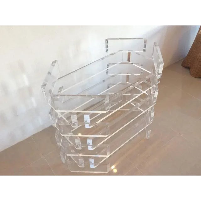 Mid-Century Modern Vintage Stacked Lucite Dining Table or Desk Base For Sale - Image 3 of 12