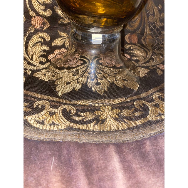 Amber Glass Vase. Vintage 1950s Pedestal Amber Glass Vase, Made in England For Sale - Image 10 of 12
