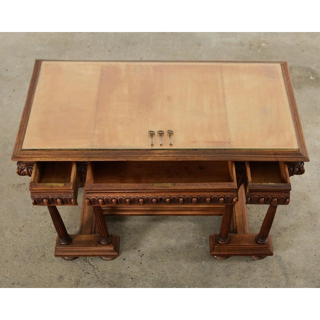 19th Century Neoclassical Style English Oak Library Table Desk For Sale In Sacramento - Image 6 of 12