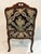 French Vintage Louis XV Style Hand Carved Walnut Armchair With Black and Gold Damask Upholstery For Sale - Image 3 of 10