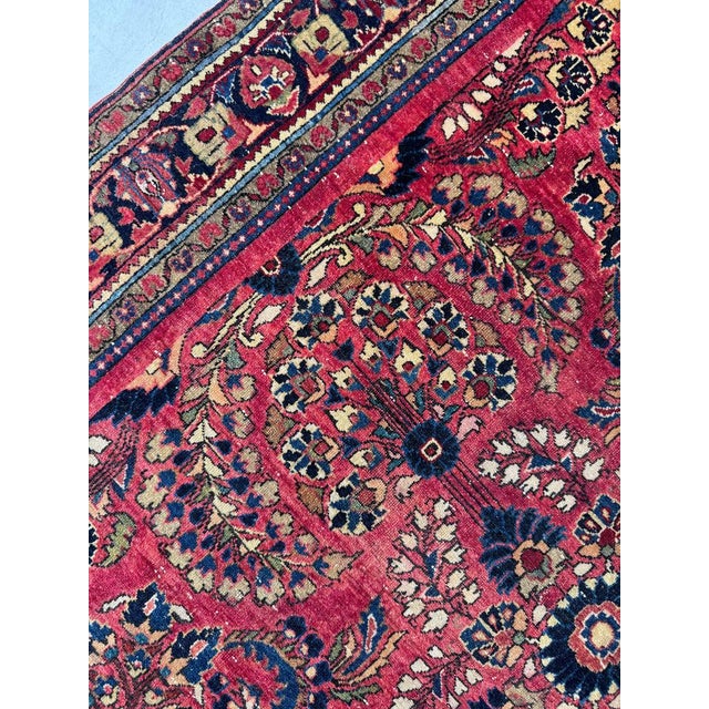 Pink Antique Sarouk in Original Dyes Floral Sprays with Movement & Harmony Rug 4.2 x 6.4 For Sale - Image 8 of 8