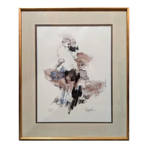 Father and Children, Richard Shepard Lithograph