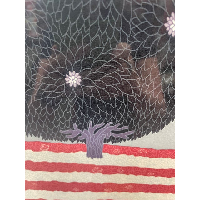 Red Vintage 1970s Art Deco Erté Silk Scarf Framed Elegant Woman With Topiary For Sale - Image 8 of 12