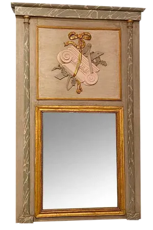 19th Century French Painted Trumeau Mirror