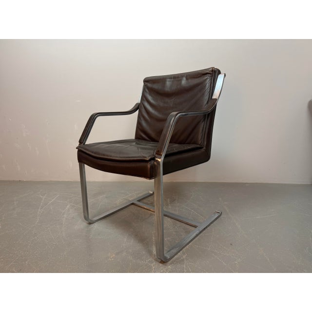 Metal Mid-Century Sled Dining Chairs in Leather by Rudolf Glatzel for Walter Knoll, Germany, 1960s, Set of 4 For Sale - Image 7 of 13