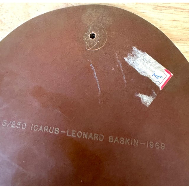 Gold Leonard Baskin, Icarus, Numbered 3/250, Cast Bronze Wall Plaque, 1969 For Sale - Image 8 of 13