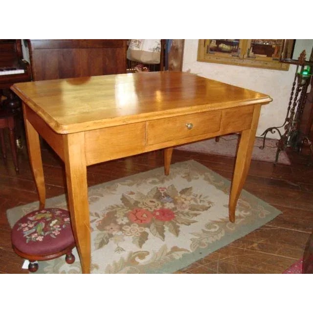 Here is a very nice French Farm table-desk with one drawer and curved legs, in very good condition (Circa 1850). This...