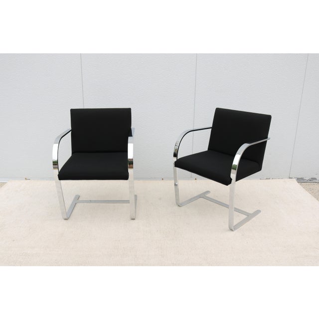 Ludwig Mies Van Der Rohe Brno Flat Bar Chairs in Black Fabric by Gordon - A Pair For Sale In New York - Image 6 of 18