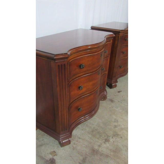 Brown 1980s Pair Designer Cherry Ethan Allen Nightstands Bachelors Chests Tuscany For Sale - Image 8 of 11