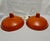 1980s Industrial Dome Orange Pendant Light Fixtures - A Pair These industrial lights were acquired from a Red Lobster that...