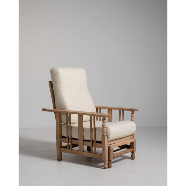 French Oak Reclining Armchair with Pull-Out Footrest, Antique, France, Circa 1940 For Sale - Image 18 of 18