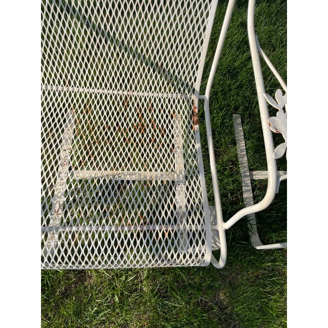 Set of 4 Wrought Iron Cantilever Rocker Garden Patio Chairs Dogwood, Attributed For Sale - Image 9 of 10