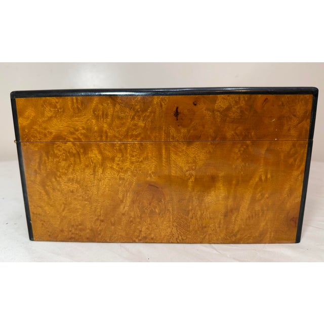 High Quality Handmade Italian Caminetto Burl Wood Veneer Brass Cigar Humidor Box For Sale - Image 9 of 17