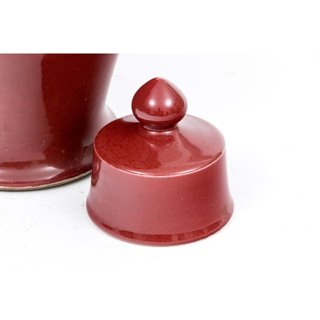 Late 20th Century Vintage Chinese Oxblood Red Glazed Lidded Temple Jar For Sale - Image 5 of 6