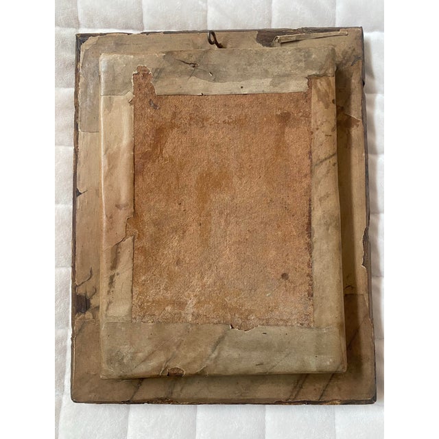 Early 18th Century French Convent Rolled Paper Reliquary Shadowbox — Madonna & Child Engraving, Paper Filigree, Original Gilt Frame For Sale - Image 4 of 6