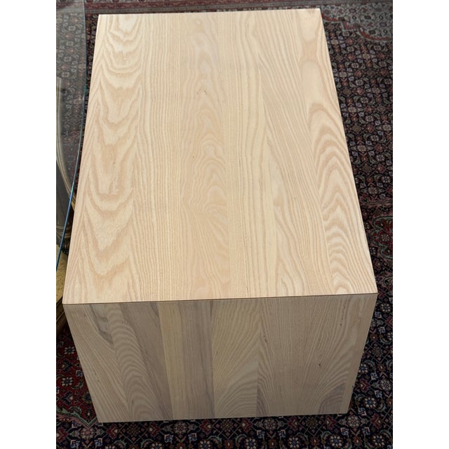 Wood Organic Modern Bleached Oak Wood Side Table For Sale - Image 7 of 12