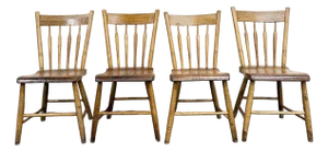 Antique Windsor Farmhouse Arrowback Plank Seat Dining Chairs