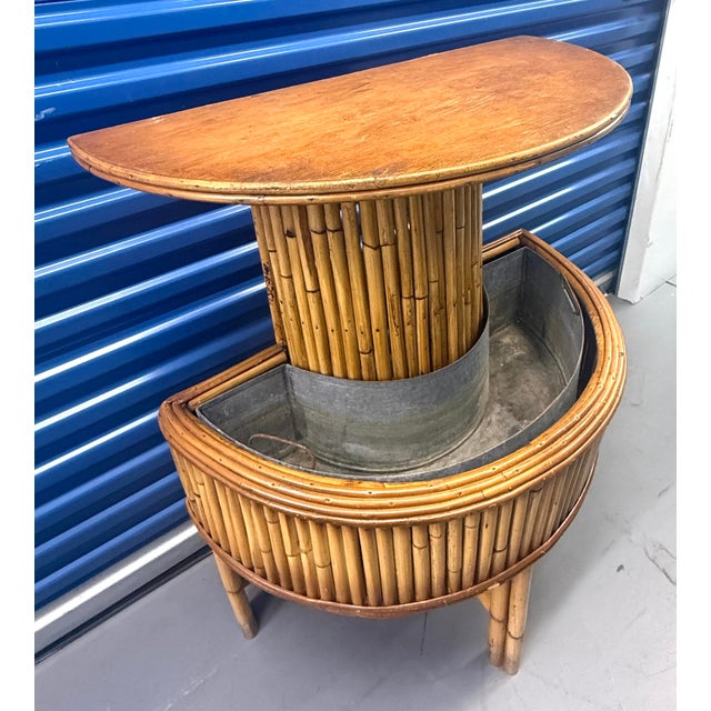 Vintage Rattan Table With Planter or DryBar For Sale - Image 4 of 12