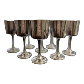 1980s Cartier Sterling Silver Goblets- Set of 7 For Sale