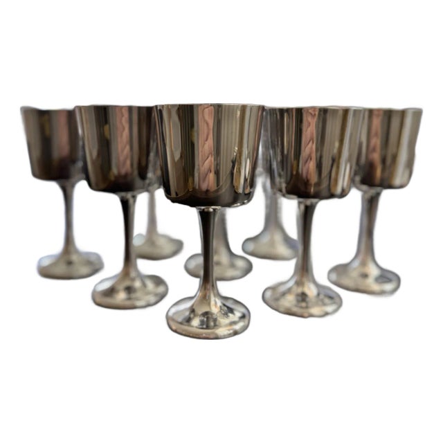1980s Cartier Sterling Silver Goblets- Set of 7 For Sale