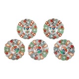 Mid 20th Century Set 5 Arita Imari Fan 7 1/4” Salad Lunch Plates Scalloped Made in Japan. Signed. For Sale