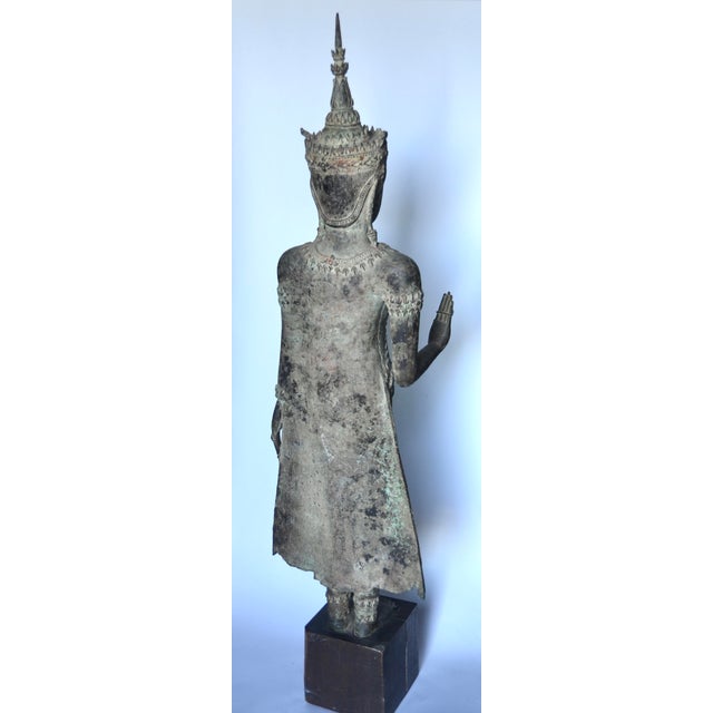 16thC. Thai Ayutthaya Bronze Standing Buddha 45" For Sale - Image 4 of 8
