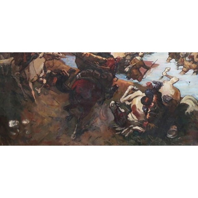 Soviet Army Battle Painting, Ukrainian Artist, 1970s Oil on Canvas 125-258 For Sale - Image 4 of 6