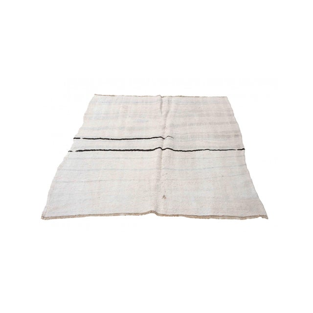 Mid-Century Modern Vintage Striped Hemp Kilim Rug - 4`8" X 5`5" For Sale - Image 3 of 6