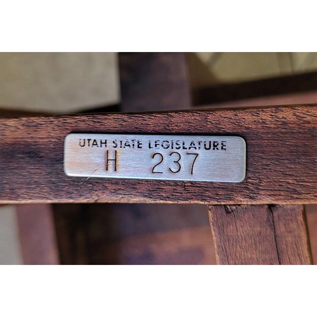 Wood Antique Wooden Jury Chairs Utah State Legislature - Set of 2 Tagged & Numbered For Sale - Image 7 of 12