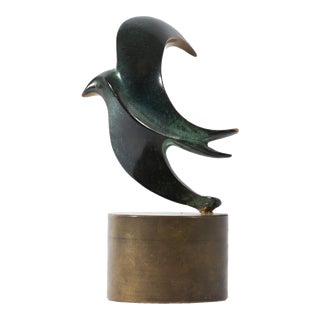 Fernando Veiga Signed Bronze Limited Edition Abstract Bird Sculpture For Sale